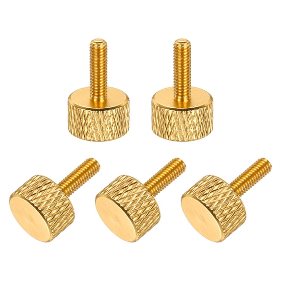 5 Pcs M3x10mm Flat Head Knurled Thumb Screws for Graphics Card, Gold
