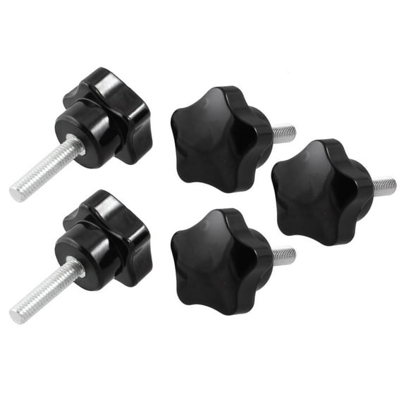 5 Pcs M6 Male Thread Plastic Head Metal Clamping Star Knobs Grips