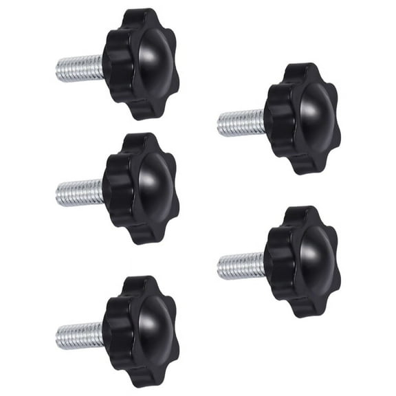 5 Pcs M6 x 15mm Male Thread 25mm Hex Shaped Head Clamping Knob Black