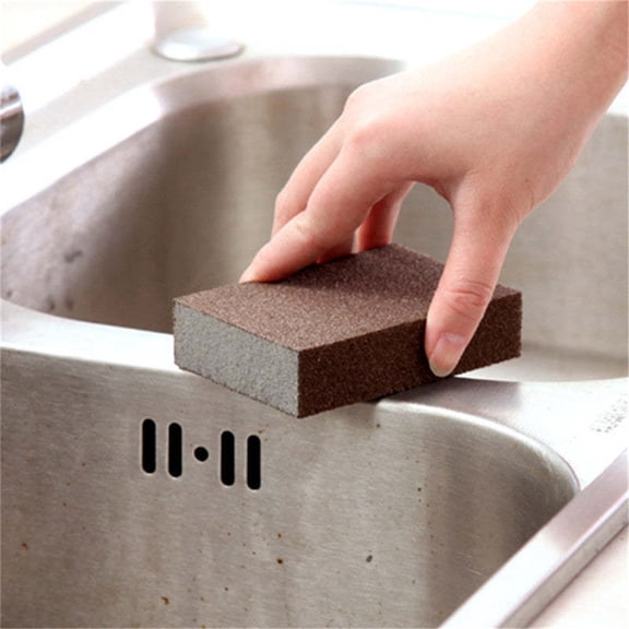 5 Pcs Magic Emery Cleaning Sponge, Heavy Duty Diamond Sand Sponge Scrubber, Abrasive Block for Grease, Burnt Food, Pots, Pans, Grills, Sinks, Non-Scratch Kitchen Cleaning Pad for Home