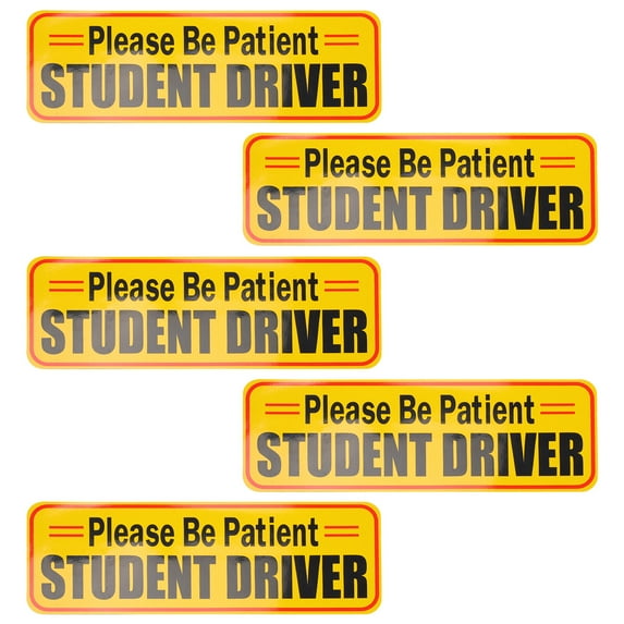 5 Pcs Magnetic Reflective Car Stickers New Driver for Student Signs Magnets The
