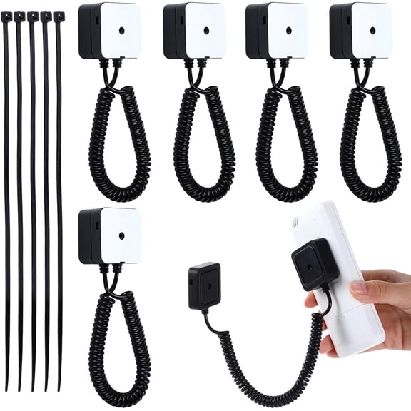5-Pack Magnetic Remote Control Holders with Retractable Spring Rope, Wall Mount Anti-Loss for TV, Gaming, Tablets - Flat Back Only