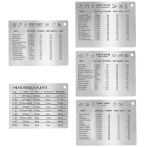 5 Pcs Magnetic Stainless Steel Kitchen Conversion Chart for Refrigerator Baking Cooking Measurement Guide