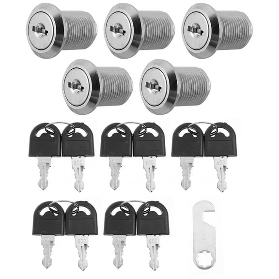Worgeous 5Pcs Rectangular Mailbox Lock with Keys for Cupboard and Drawer 1.1x0.8in