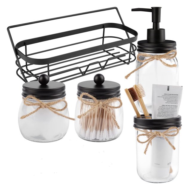 5 Pcs Mason Jar Bathroom Accessories Set, Vtopmart Soap Dispenser