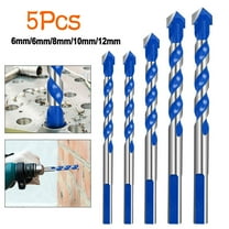 5 Pcs Masonry Concrete Drill Bit Set for Tile Brick Glass Plastic Wood, Tungsten Carbide Tip, Hex Shank, Work with Ceramic Porcelain Tile Wall Mirror Paver 1/4" 5/16" 3/8" 1/2" Drill Bit Set