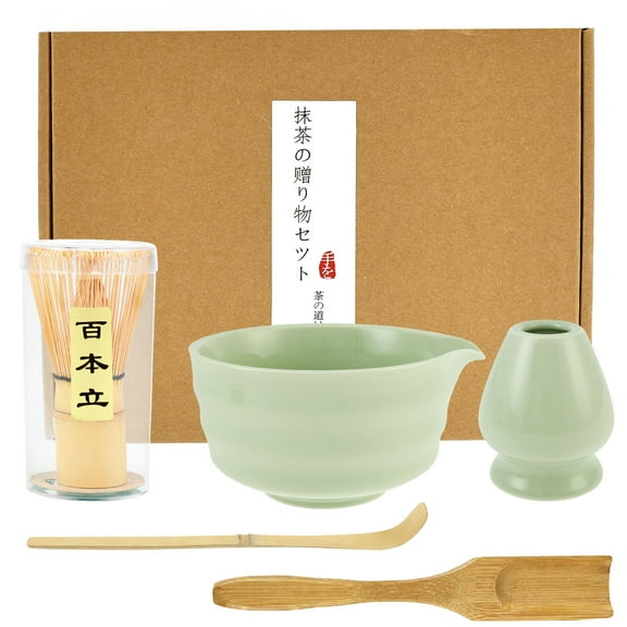 5 Pcs Matcha Set Includes Matcha Bowl with Spout Matcha Whisk Holder Bamboo Matcha Whisk Spoon and Tea Scoop Complete Japanese Tea Set Practical Matcha Kit for Matcha Lovers