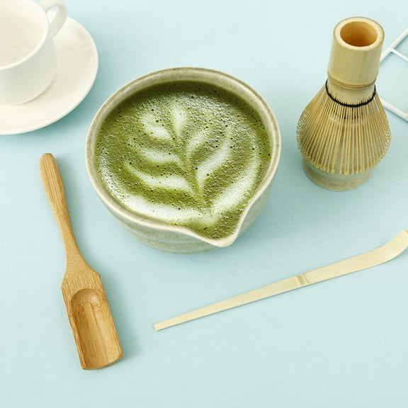 5 Pcs Matcha Set Includes Matcha Bowl with Spout Matcha Whisk Holder Bamboo Matcha Whisk Spoon and Tea Scoop Complete Japanese Tea Set Practical Matcha Kit for Matcha Lovers