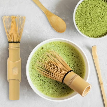 5 Pcs Matcha Whisk Set Bamboo Matcha Kit Set with Short and Long Whisk Traditional Scoop Tea Spoon for Tea Lover Beginner
