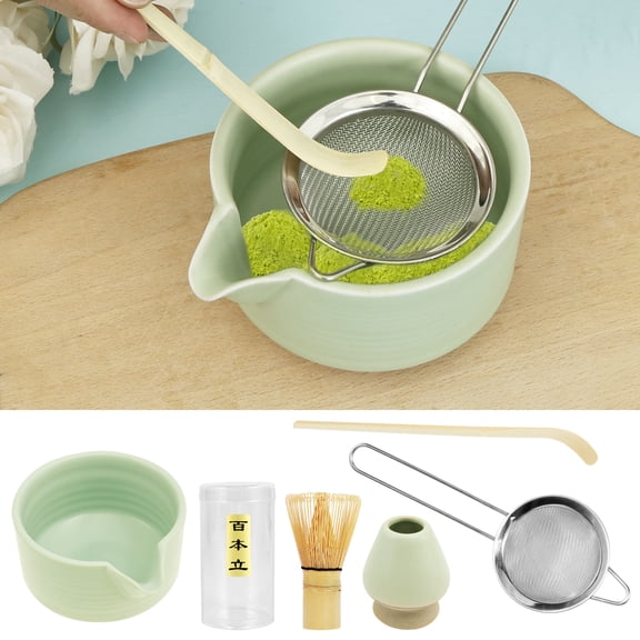 5 Pcs Matcha Whisk Set Elegant Matcha Tea Set Includes Matcha Bowl with Mouth Whisk Holder Scoop Matcha Whisk Sifter Practical Matcha Kit for Matcha Lovers Tea Making