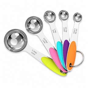 5 Pcs Measuring Spoons Set, Heavy Duty Stainless Steel Measuring Spoons Cups Set, Small Tablespoon with Metric and US Measurements,Kitchen Utensils for Cooking and Baking