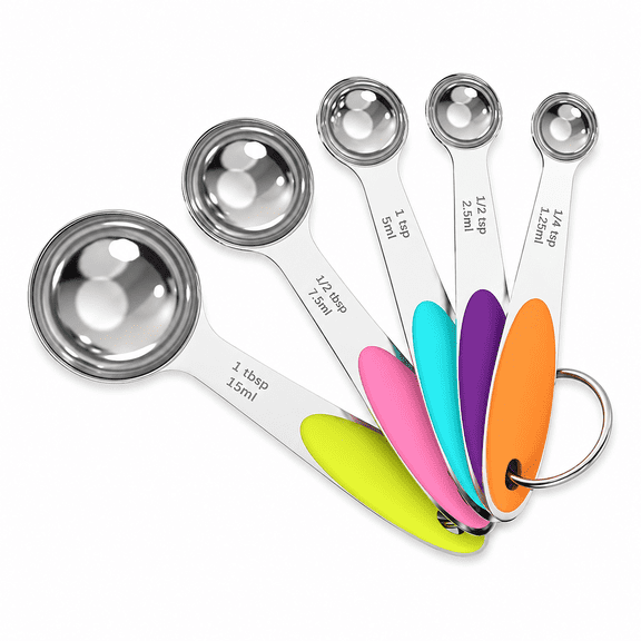 5 Pcs Measuring Spoons Set, Heavy Duty Stainless Steel Measuring Spoons Cups Set, Small Tablespoon with Metric and US Measurements,Kitchen Utensils for Cooking and Baking