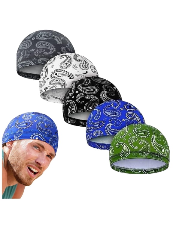 5 Pcs Men Skull Caps Cooling Welding Hard Helmet Liner Cycling Wicking Beanie Do Rag Head Wrap