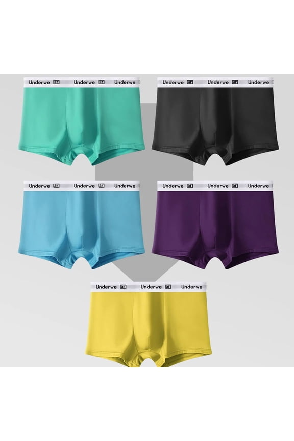 5 Pcs Men's Underwear: “Underwe” Stylish Waist, 5 - Color Set, Breathable Fabric & Comfy Fit, Daily Fashion Essential