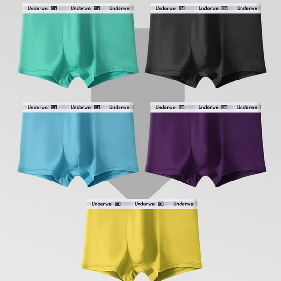 5 Pcs Men's Underwear: “Underwe” Stylish Waist, 5 - Color Set, Breathable Fabric & Comfy Fit, Daily Fashion Essential