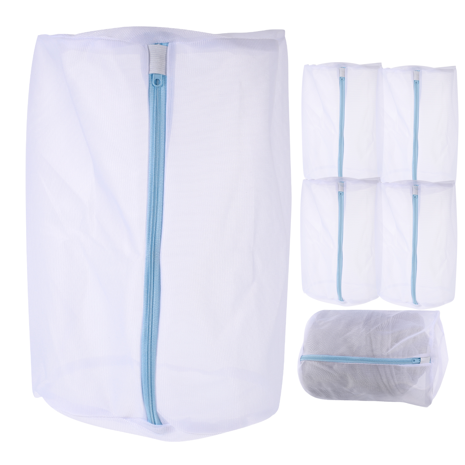 5 Pcs Mesh Bag For Laundry Zipper Bags Washing Nets Cylinder Cloth Blue 5 Pcs Mesh Bag For Laundry Zipper Bags Washing Nets Cylinder Cloth Blue