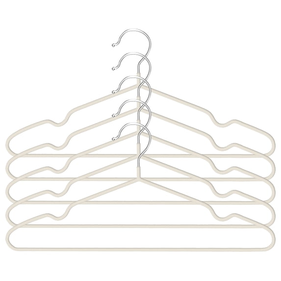 5 Pcs Metal Hangers Hangers Non-Slip Clothes Hangers Clothes Hanger Heavy Duty Wire Hanger Space-Saving Hangers Coat Hangers with Wide Shoulder Notches for Coat Shirt Dress Pants, 5.94"x7.08", White