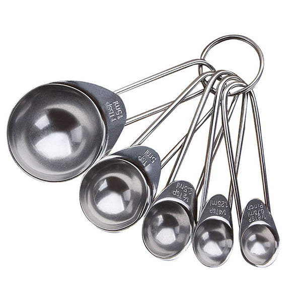 5 Pcs Metal Measuring Spoons,Small Mini Measuring Spoons Set,Stainless Steel Measuring Spoons Set,Coffee Scoop Spoon,Teaspoon for Dry Or Liquid Ingredients,Kitchen Cooking Baking Tool,Silver