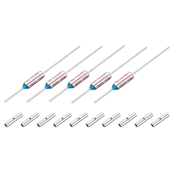 5 Pcs Metal Temperature Thermal Fuse SF240 240C 464F 10A 250V Cutoff Thermal Fuse with 10 Pcs BN1.25 Bare Terminal Butt Connector