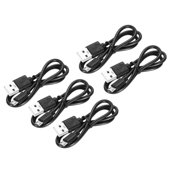 5 Pcs Micro USB Cable, 1ft USB Micro Cable USB to Micro USB Cable Micro USB Short Micro USB Cable Micro USB Cable Short for Phone Power, Black
