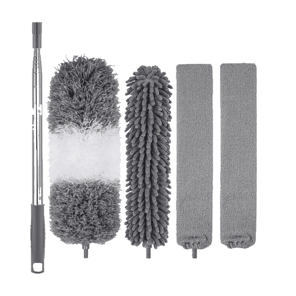 5 Pcs Microfiber Duster, Cleaner Duster Brush, Microfiber Feather Duster Washable Dusters Replaceable Microfiber Head Detachable Cleaning Supplies for Car Ceiling Fan Window