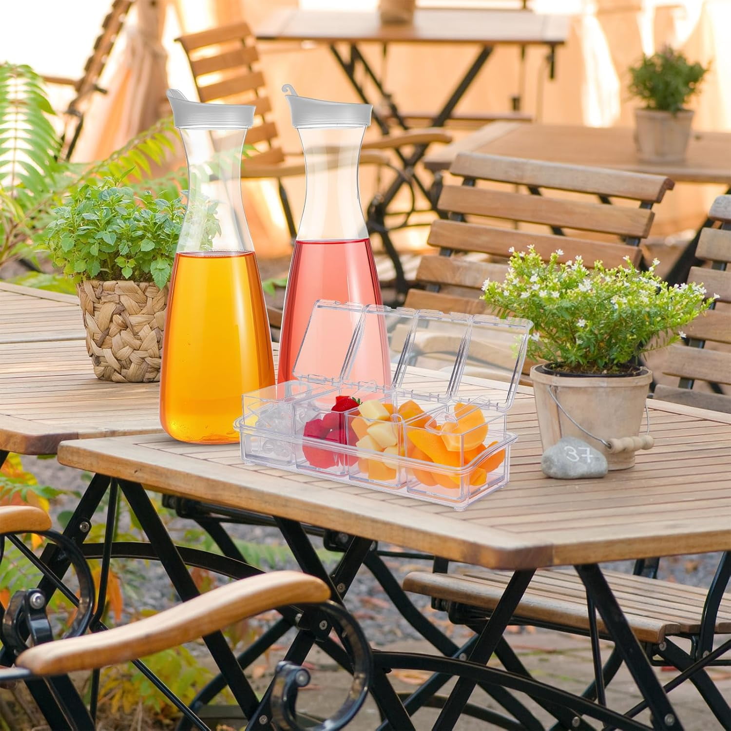5 Pcs Mimosa Bar Supplies Include 4 Pcs 47oz Plastic Carafe with Lids ...
