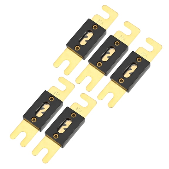 5 Pcs Mini ANL Fuses 80A Audio CD Fuse for Car Motorcycle Boat Gold Tone Black