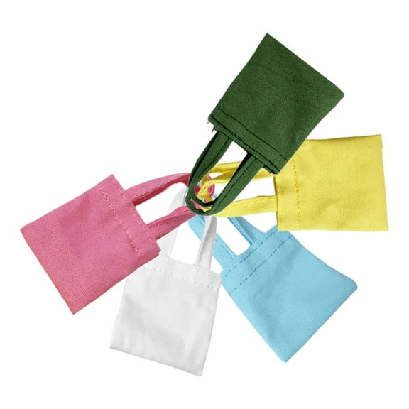5 Pcs Mini Handmade Canvas Bag Tiny Doll Bag Mini Doll Tote Bag Dollhouse Tote Bag Miniature Doll Bag Models Scene