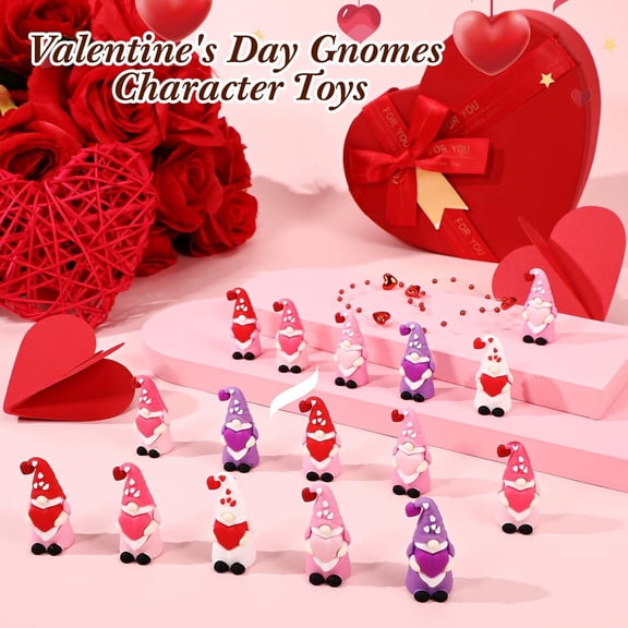 5 Pcs Mini Heart Valentines Day Gnomes Figurines, Mini Valentines Day Ornaments, Miniature Valentine Gnomes Mini Figures Cute Tiny 5 Colors Ornament Decorations for Valentine Wedding Party Gift