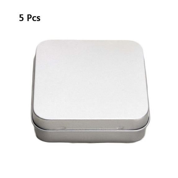 5 Pcs Mini Metal Tins Container Square Hinged Flip Storage Tin Box Small Kit Cas