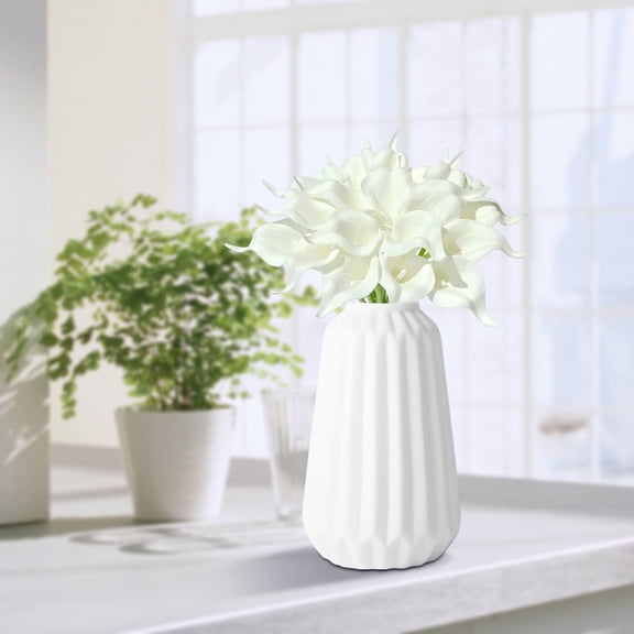 5 Pcs Mini PU Calla Lily Artificial Flowers, Realistic Floral Stems for Wedding Bouquet, Aisle Decor, Banquet Table, Home Decor, Year-Round Centerpiece Artificial Flowers for Decoration