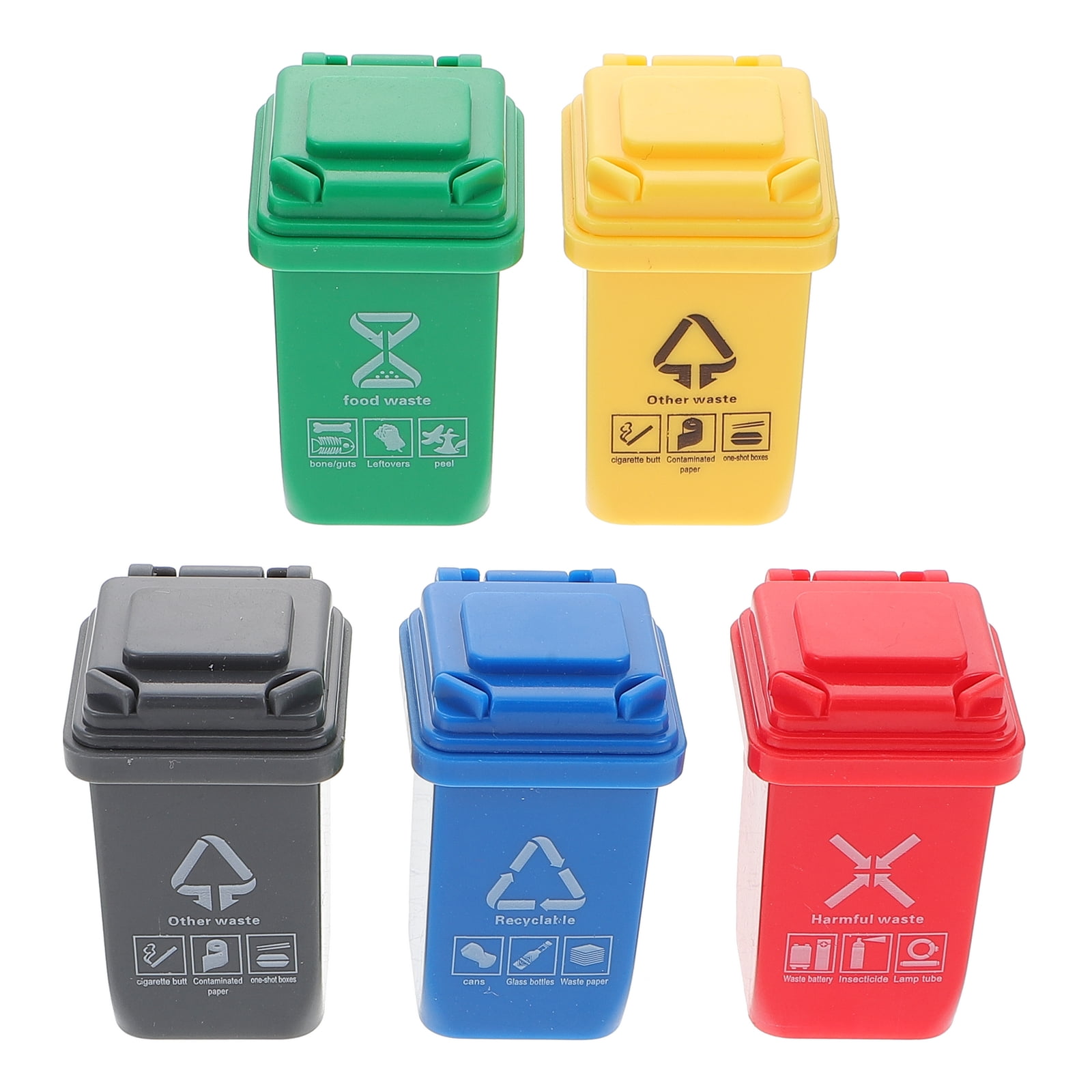 5 Pcs Mini Trash Can Doll House Sorting Garbage Bin Toy Toys Container