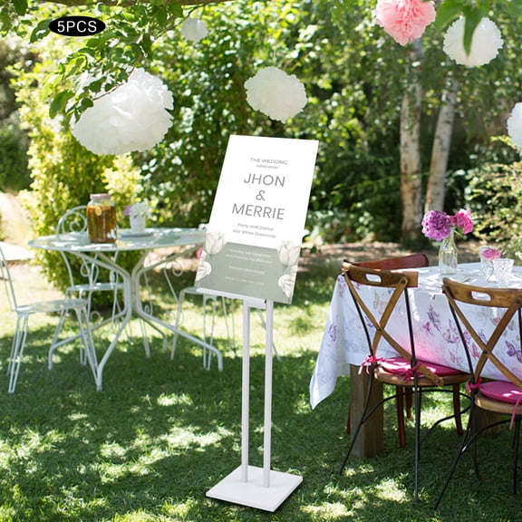 5 Pcs Modern Baking Paint Floor Standing White Adjustable Floor Poster Frame for Shopping Malls