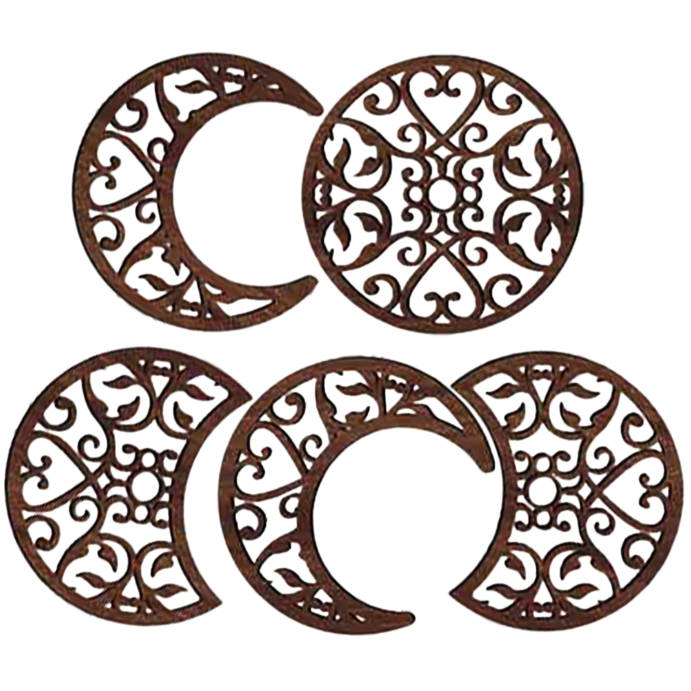 5 Pcs Moon Phase Wood Chip Decoration Ornament Moon Phase Wall Decor ...