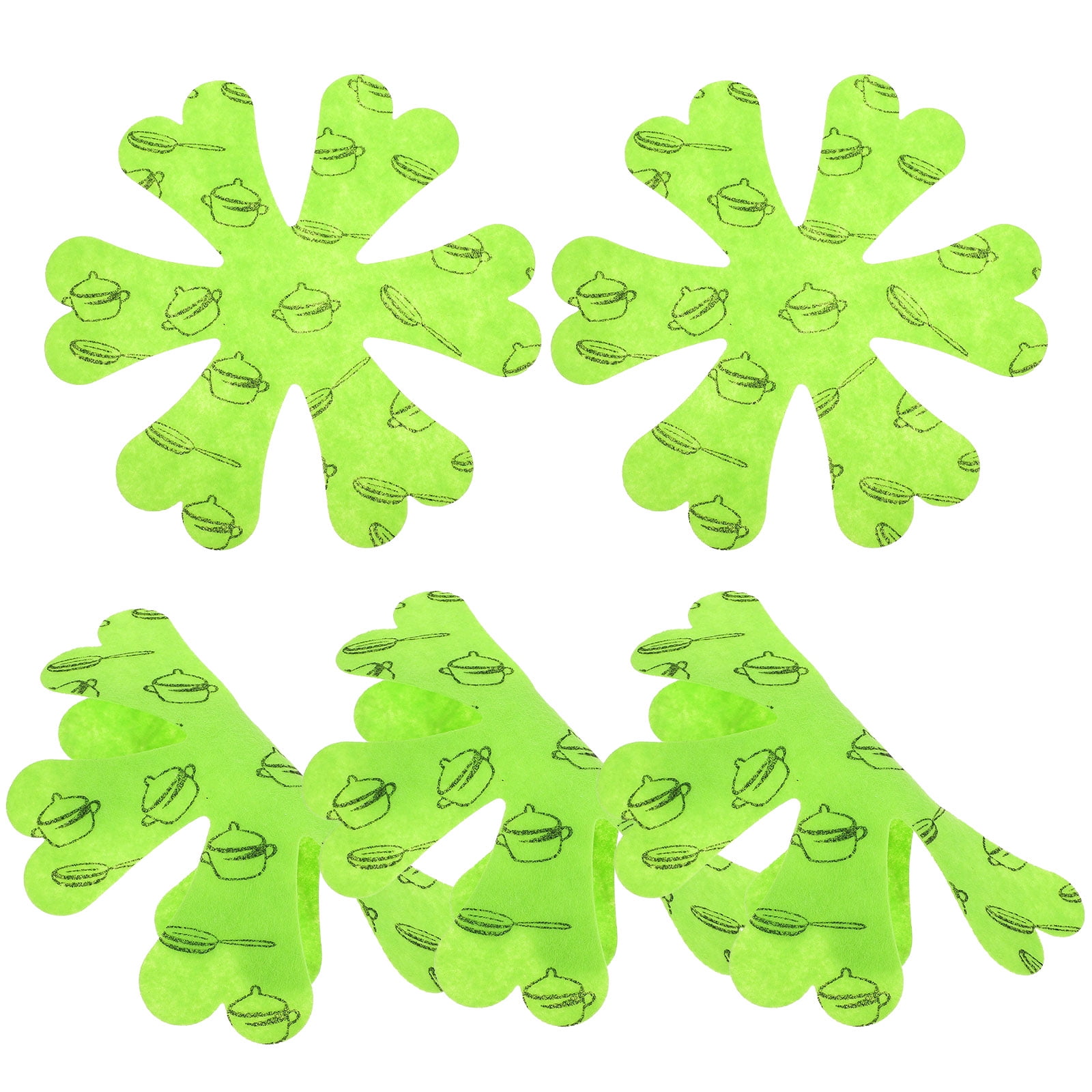 5 Pcs Multifunctional Pan Protectors Silicone Cookware Green Felt Pots