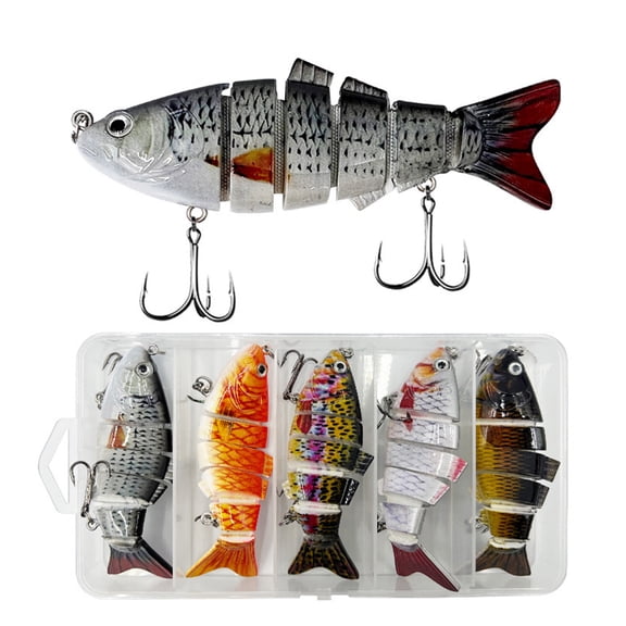 5 Pcs Multi-jointed Fishing Lures Slow Sinking Swimming Lures Artificial Hard Baits Freshwater Saltwater Fishing Lures
