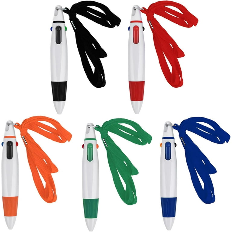 5 Pcs Multicolor Ballpoint Pen 4 in 1 Multi Colour Pen with Neck Lanyard 1.0mm Retractable Shuttle Pen On A String Lanyard Neck Pens For Office School Supplies Students Children Gift Walmart