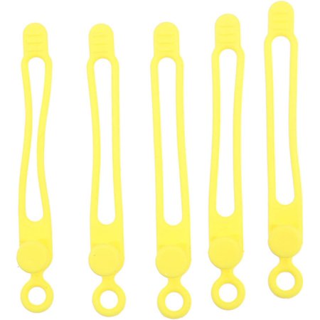 5 Pcs Multipurpose Cable Organizer Fastening Cable Ties Reusable Electric Cable Earphone Silicone Cord Ties(Yellow)