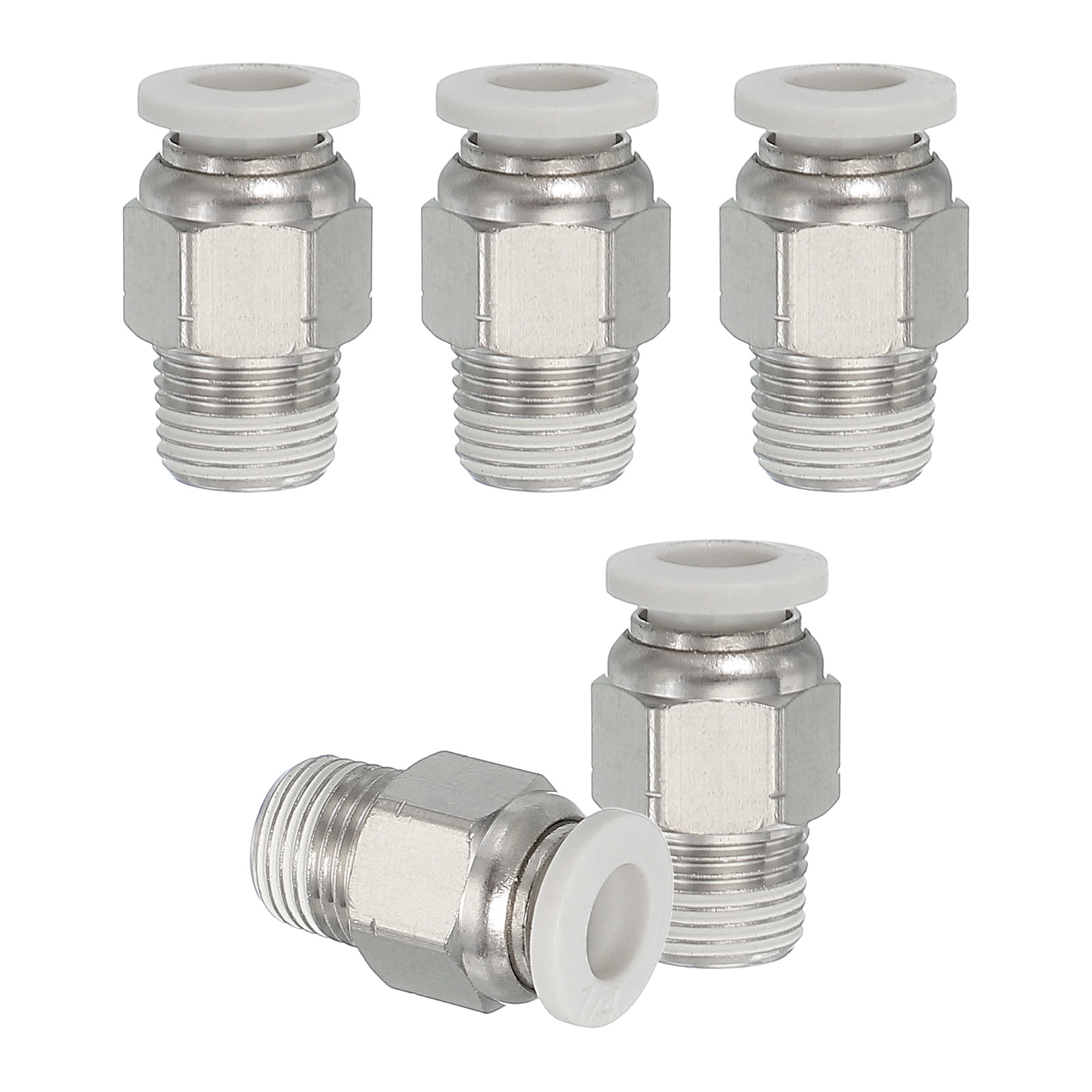 4 PACK: 1/4" Hose To 1/8" NPT Push-to-Connect Straight Female Fittings – Brass/Nickel Finish