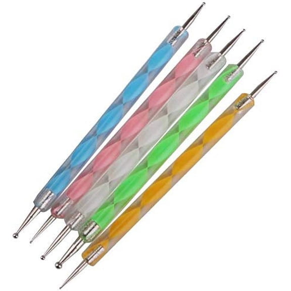 5 Pcs Nail Art Dotting Marbleizing Tool Pen for Nail Decoration Stamping by Trendy club
