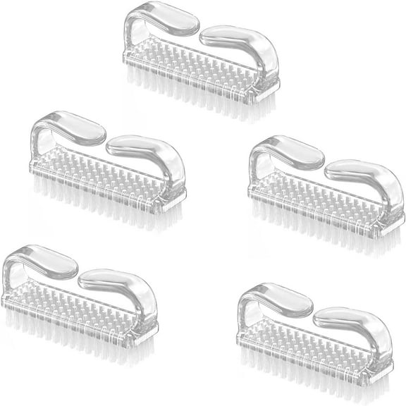 5 Pcs Nail Brushes For Cleaning Nails Transparent Nail Dust Brushes Handle Nail Scrubbing Brushes for Toes and Nails Cleaning