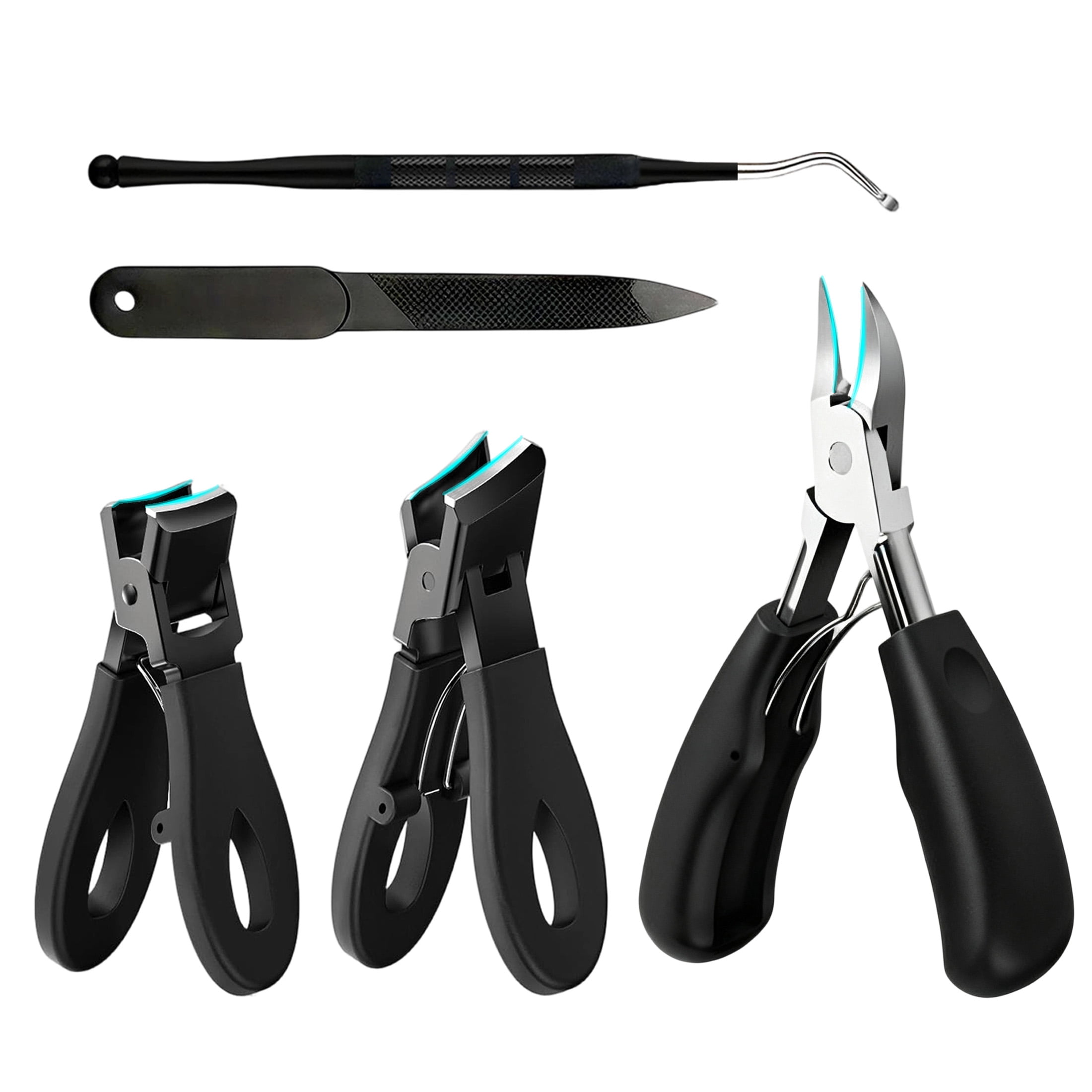 5 Pcs Ingrown Toenail Clippers Set, Heavy Duty Thick Toe Nail Cutters, Professional Thick Ingrown Toenail Cutters with Nail File and Lifter for Foot Nail Care for Seniors Adults