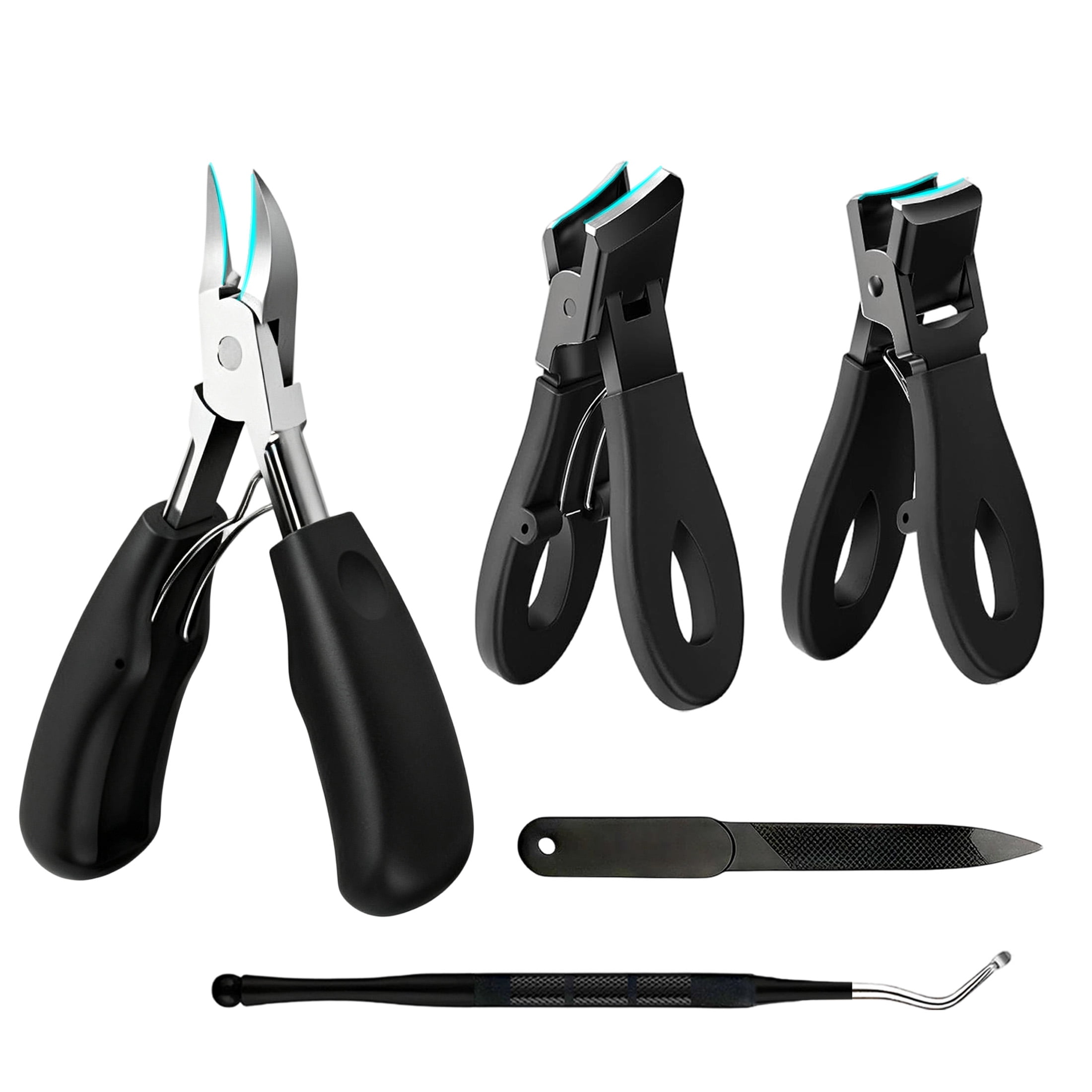 5 Pcs Ingrown Toenail Clippers Set, Heavy Duty Thick Toe Nail Cutters, Professional Thick Ingrown Toenail Cutters with Nail File and Lifter for Foot Nail Care for Seniors Adults