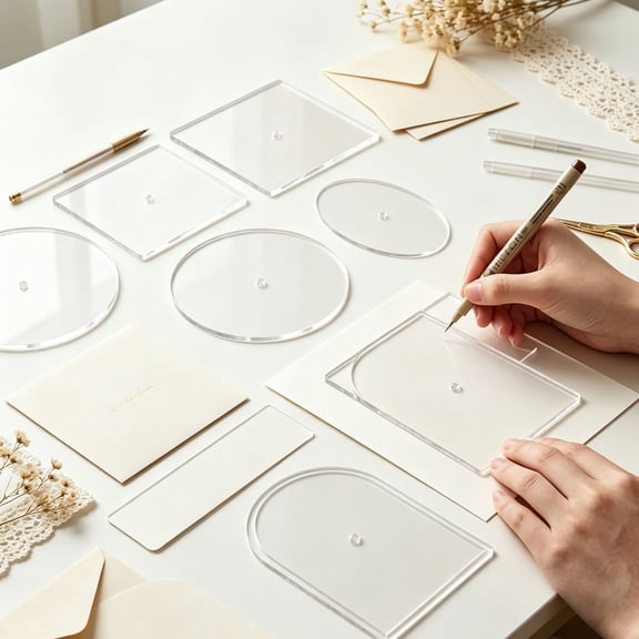 5 Pcs Needlepoint Acrylic Templates Set,Clear Alignment Centering Guide for Canvas Finishing, Round Arch Rectangle Shapes,Thick Acrylic