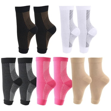 5 Pcs Neuropathy Socks, Ankle Brace Socks and Tendonitis Compression Socks, Copper Foot Compression Sleeve for Pain