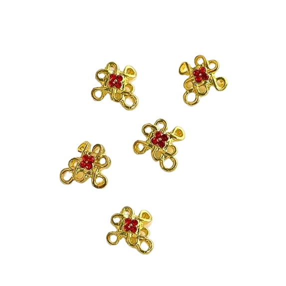 5 Pcs New Year Nails Charm Fortunes Ingot Nails Art Charm Chinese Knot Nails Rhinestones Nails Art Decorations