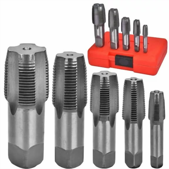 5 Pcs Npt Pipe Tap Set, Carbon Steel Npt Thread Forming Taps And Drill Bits Tool