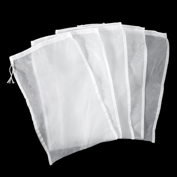 5 Pcs Nylon Brew Bags, Fine Mesh Brewing Bag Reusable Cold Brew Bags, 7.9 x 11.8 Inch Straining Bag for Beer, Wine, Cider