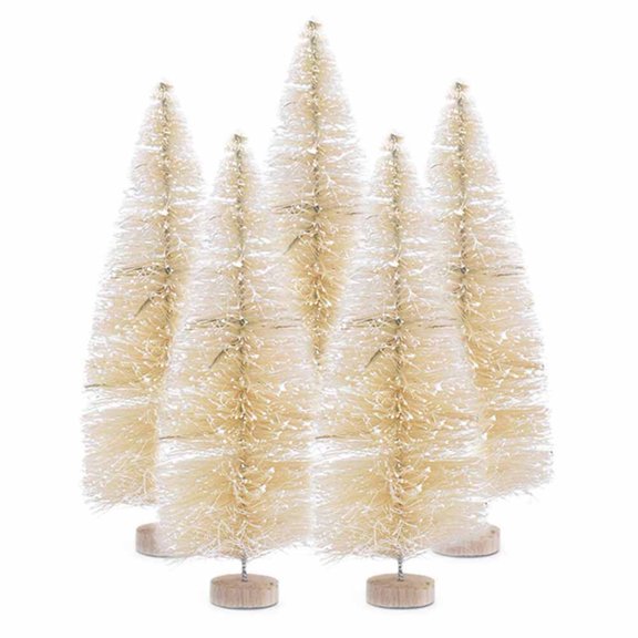 5 Pcs Off-white Christmas Tree Mini Artificial Pine Christmas Tree Desktop For Home Party Decorations Kids Gift