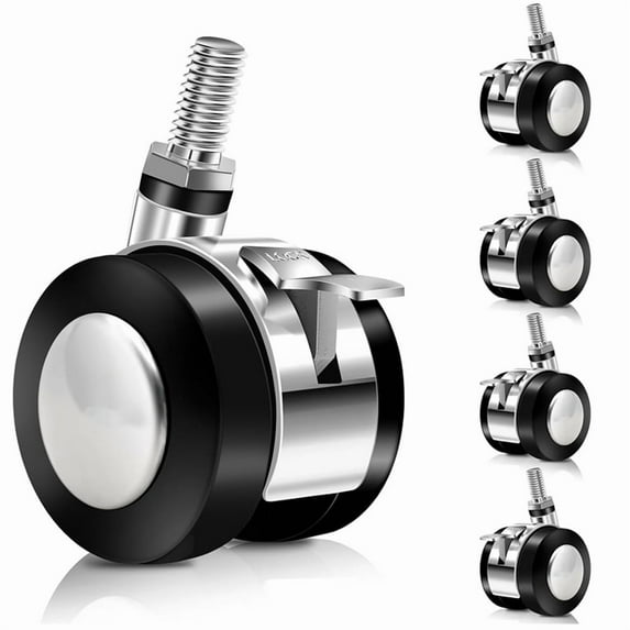 5 Pcs Office Chair Wheels Replacement Dual 1.5 Inch Soft Chair Casters for Hardwood Floors & Carpet